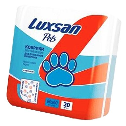 Пеленки для собак впитывающие Luxsan Pets с рисунком 60х60х29 см 20 шт. 1 шт. 60 см 60 см 29 см красный фото, описание