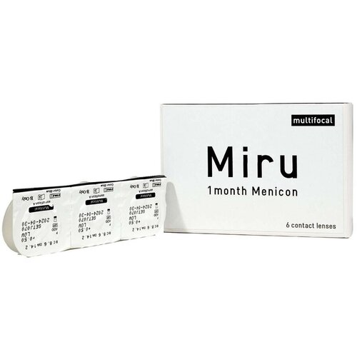 Контактные линзы Menicon Miru 1month Multifocal, 6 шт., R 8,6, D +2,5, ADD: высокая фото, описание