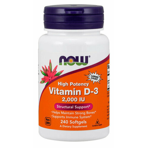 NOW Vitamin D3 2000 МЕ 240 softgel фото, описание