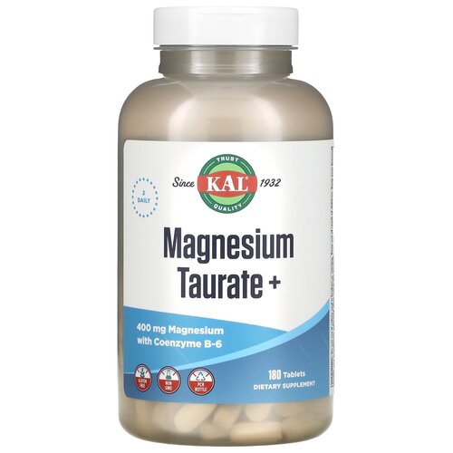 Таблетки KAL Magnesium Taurate+, 350 г, 400 мг, 180 шт. фото, описание