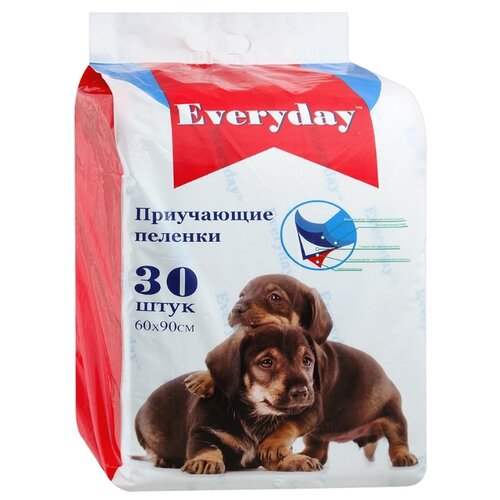 Пеленки для щенков впитывающие Everyday Гелевые 90х60 см 30 шт. 1 шт. 90 см 60 см белый фото, описание