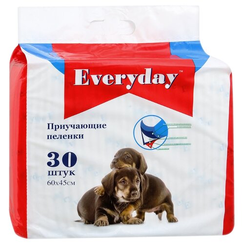 Пеленки для щенков впитывающие Everyday Гелевые 60х45 см 30 шт. 1 шт. 60 см 45 см белый фото, описание