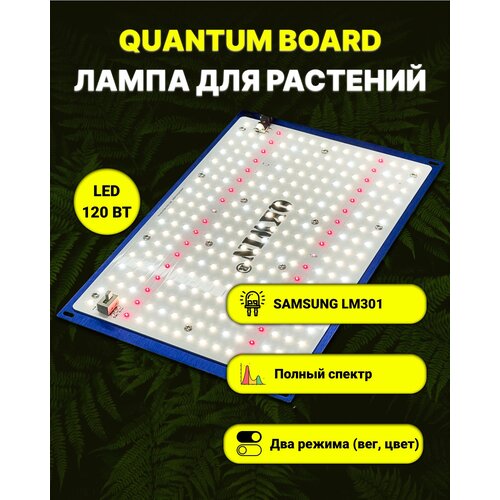 Светильник для растений/ фитолампа полного спектра/ quantum board/ квантум борд/ 120 ватт/ Mean Well/ диоды Samsung LM-301. 5000К, UV, IR фото, описание