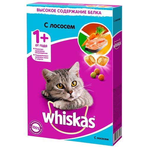 Сухой корм для кошек Whiskas лосось 350 г (суфле) фото, описание