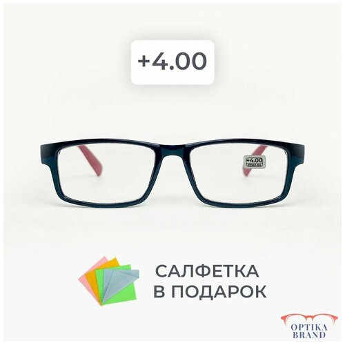 Очки прямоугольные для зрения мужские и женские +4.00 корригирующие очки для чтения +4 фото, описание