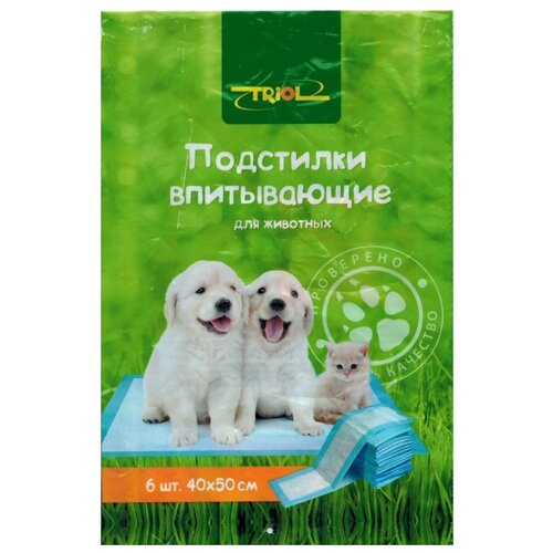 Пеленки для собак многоразовые впитывающие Triol 30551001/30551002 50х40х40 см 6 шт. 1 шт. 50 см 40 см 40 см голубой M 1 см 1 см фото, описание