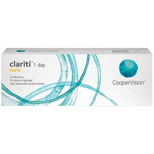 Контактные линзы CooperVision Clariti 1 day toric., 30 шт., R 8,6, D -5,75, CYL: -1,25, AХ: 90, ADD: +1.00 D, прозрачный, 1 уп. фото, описание