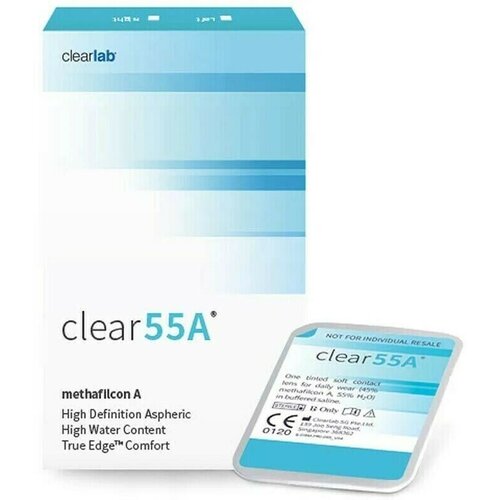 Контактные линзы Clearlab Clear 55A, 6 шт., R 8,7, D -0,5, прозрачный, 1 уп. фото, описание