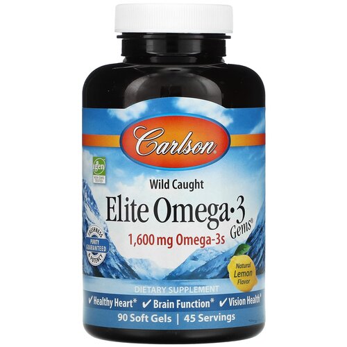 Elite Omega-3 Gems капс., 400 мл, 340 г, 90 шт., лимон фото, описание