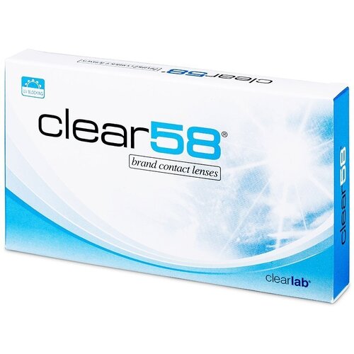 Контактные линзы Clearlab Clear 58, 14 мм, 6 шт., R 8,3, D -8, прозрачный, 1 уп. фото, описание