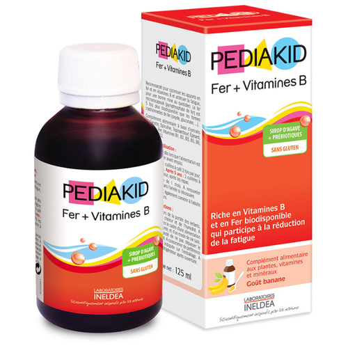 Pediakid Fer + Vitamines B сироп фл., 125 мл, 125 г, банан фото, описание