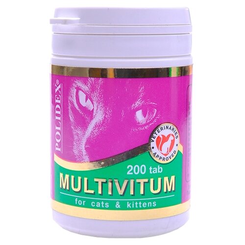 Витамины Polidex Multivitum для кошек , 200 таб. фото, описание