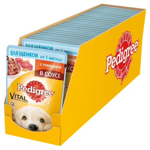 Влажный корм для щенков Pedigree говядина 1 уп. х 24 шт. х 85 г фото, описание