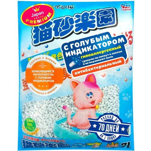 Наполнитель комкующийся Premium Pet Japan целлюлозно-полимерный с голубым индикатором для туалета кошек (7 л) фото, описание