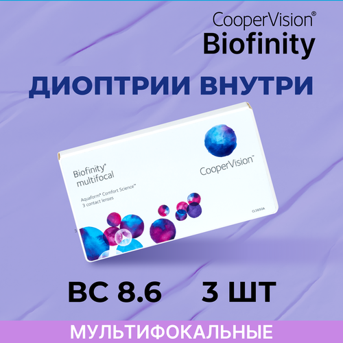 Контактные линзы CooperVision Biofinity Multifocal, 3 шт., R 8,6, D -5, ADD: +1.00 N, прозрачный, 1 уп. фото, описание