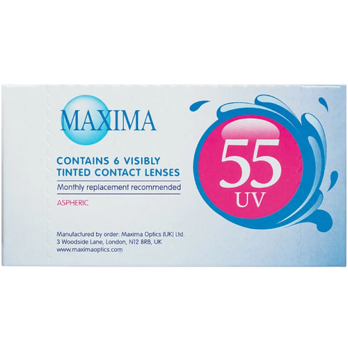 Контактные линзы Maxima 55 UV, 6 шт., R 8,6, D -2,5, 1 уп. фото, описание