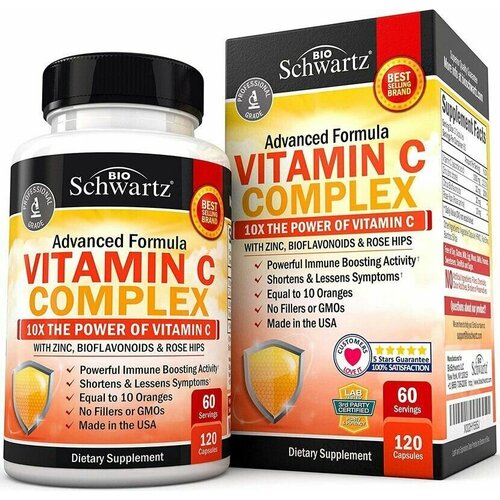 фото Комплекс с витамином С Vitamin C complex Bio Schwartz 120 капсул, купить онлайн за 921 рубл.