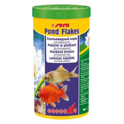 Сухой корм  для  рыб Sera Pond Flakes, 1 л, 180 г фото, описание