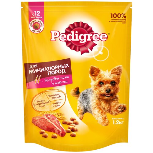 Сухой корм для собак Pedigree говядина 1 уп. х 6 шт. х 1200 г (для карликовых пород) фото, описание