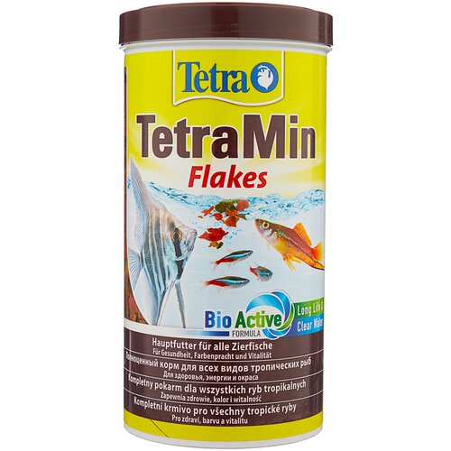 Сухой корм  для  рыб, ракообразных Tetra TetraMin flakes, 1 л, 200 г фото, описание