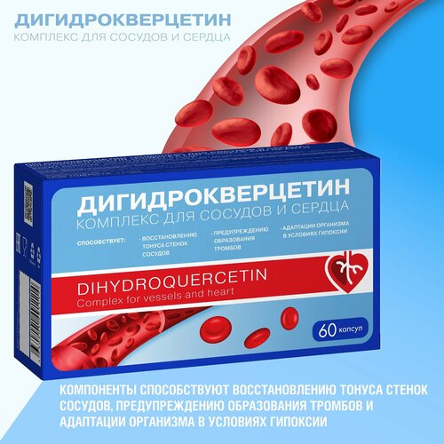 Дигидрокверцетин Комплекс для сосудов и сердца (Dihydrоquerсetin Соmрlex fоr vessels and heart) капс массой 0,33г №60 фото, описание