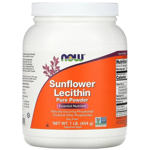 Порошок NOW Sunflower Lecithin, 454 г, 454 мл фото, описание