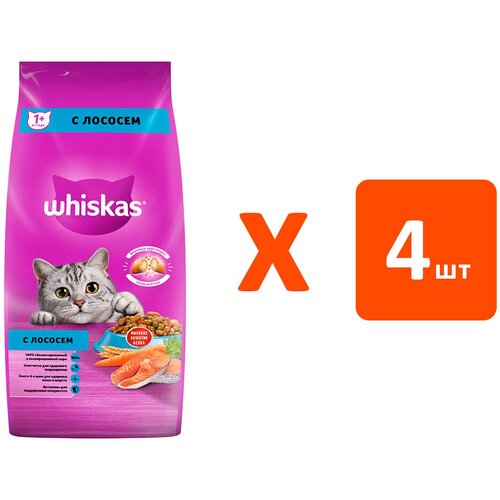 WHISKAS аппетитный обед для взрослых кошек c лососем с нежным паштетом (5 кг х 4 шт) фото, описание