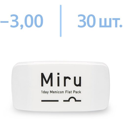 Контактные линзы Menicon Miru 1 day Flat Pack, 30 шт., R 8,6, D -3, 1 уп. фото, описание