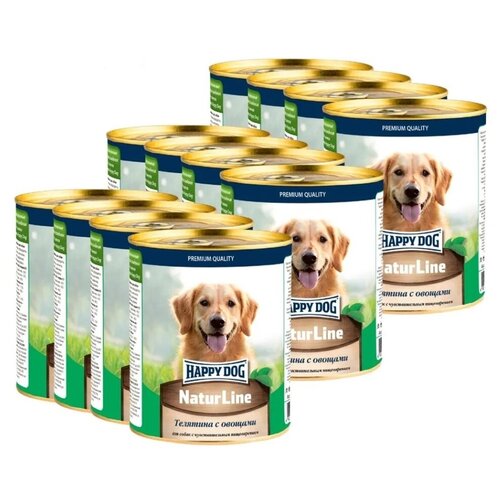 Влажный корм для собак Happy Dog NaturLine, телятина, с овощами 1 уп. х 12 шт. х 970 г фото, описание