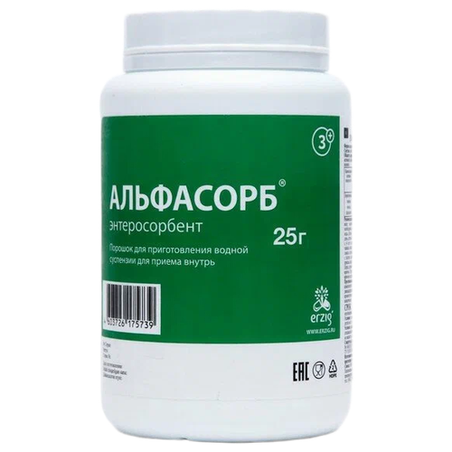 Альфасорб 3+ энтеросорбент, пор. д/приг. сусп. д/вн. приема банка, 732 мл, 25 г, нейтральный, 1 уп. фото, описание