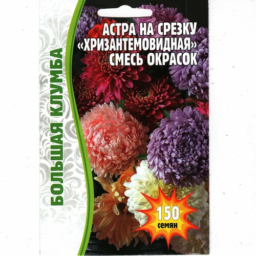 фото Астра на срезку хризантемовидная, смесь окрасок ( 1 уп: 150 семян ), купить онлайн за 245 рубл.