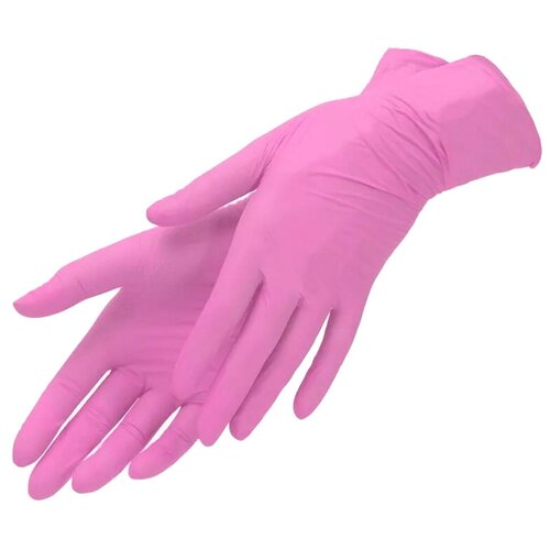 Перчатки смотровые MATRIX Pink Nitrile, текстурированные на пальцах, 50 пар, размер: M, цвет: pink, 1 уп. фото, описание