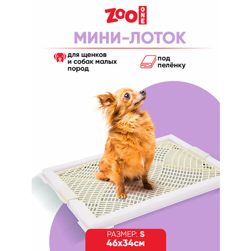 Туалет лоток для собак Zoo One с сеткой, Мини, 46 х 34 х 2 см, белый, P104-11 фото, описание