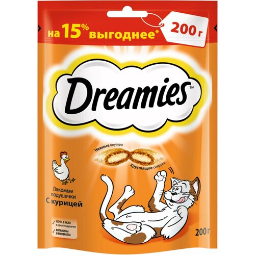 DREAMIES Лакомые подушечки с курицей д/кошек 200г фото, описание