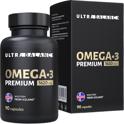 Омега-3/Omega-3 UltraBalance Premium жирные кислоты высокой концентрации мягкие желатиновые капсулы массой 1620 мг 90 шт фото, описание