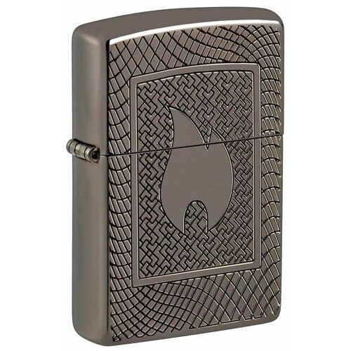 Зажигалка ZIPPO Armor® с покрытием Black Ice®, латунь/сталь, чёрная, 29x10x60 мм фото, описание