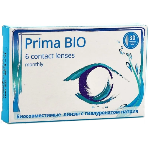 Контактные линзы OKVision PRIMA BIO, 6 шт., R 8,8, D -6, бесцветный, 1 уп. фото, описание