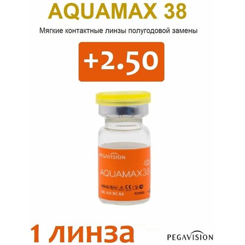 Контактные линзы Pegavision Aquamax 38, 1 шт., R 8,6, D +2,5, прозрачный, 1 уп. фото, описание