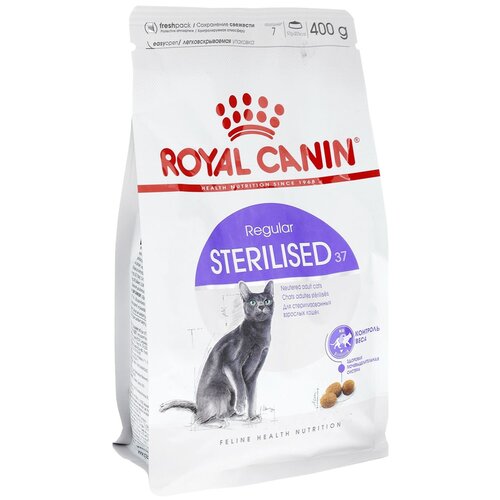 Сухой корм для стерилизованных кошек Royal Canin Sterilised 37 4 шт. х 400 г (кусочки в соусе) фото, описание