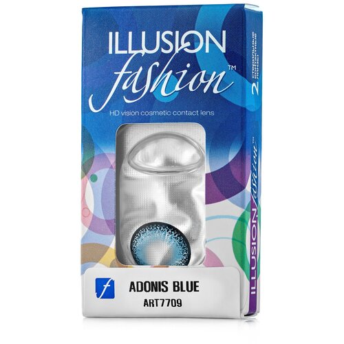 Контактные линзы ILLUSION Fashion Adonis, 2 шт., R 8,6, D -0,5, blue фото, описание