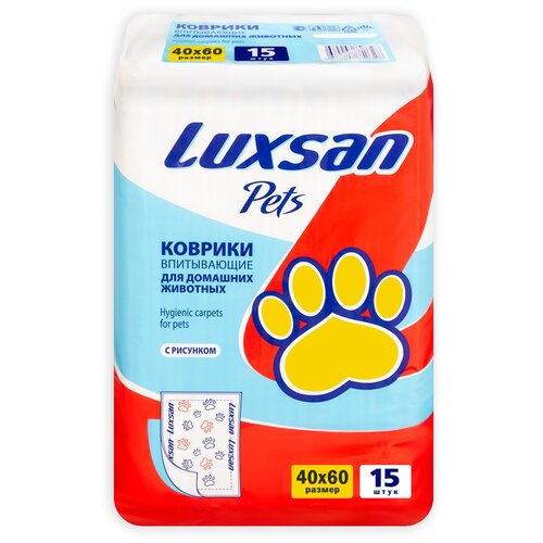 Пеленки для собак впитывающие Luxsan Pets с рисунком 60х40х60 см 15 шт. 1 шт. 60 см 40 см 60 см красный фото, описание