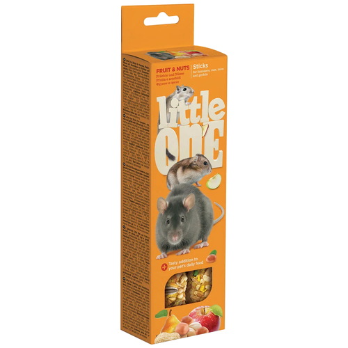 Лакомство для кроликов, хорьков, грызунов Little One Sticks Fruit & Nuts, 120 г, 2 шт. в уп. фото, описание