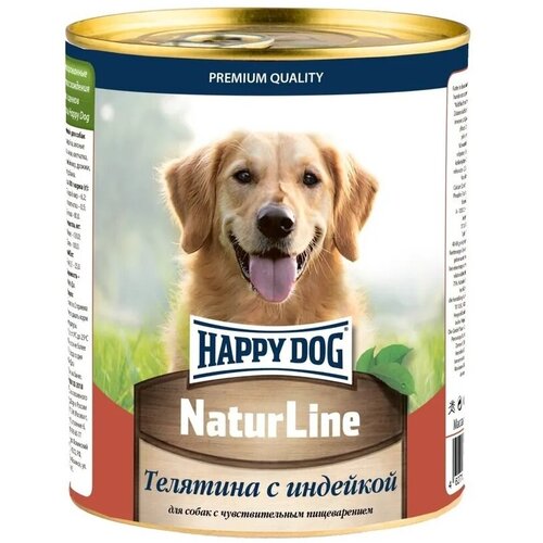 Консервы для собак Happy Dog Хэппи Дог Natur Line Телятина с индейкой (нфкз) - 0,97 кг Х 6 шт фото, описание