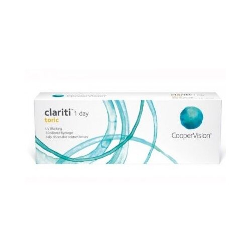 Контактные линзы CooperVision Clariti 1 day toric., 30 шт., R 8,6, D -9, CYL: -0,75, AХ: 100, ADD: +1.00 D, прозрачный, 1 уп. фото, описание