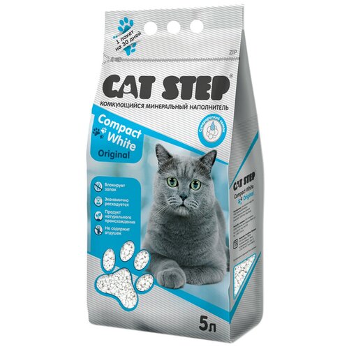 фото Комкующийся наполнитель Cat Step Compact White Original, 5л, 1 шт., купить онлайн за 785 рубл.