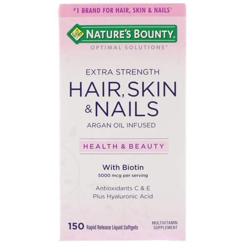 Капсулы Nature's Bounty Extra Strength Hair, Skin & Nails, 5000 мкг, 150 шт. фото, описание