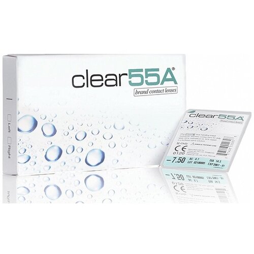 Контактные линзы Clearlab Clear 55A, 6 шт., R 8,7, D -1, прозрачный, 1 уп. фото, описание