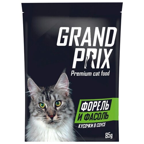 Влажный корм для кошек GRAND PRIX с форелью, с фасолью 85 г (кусочки в соусе) фото, описание