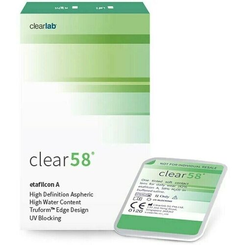 Контактные линзы Clearlab Clear 58, 14 мм, 6 шт., R 8,3, D -10, прозрачный, 1 уп. фото, описание