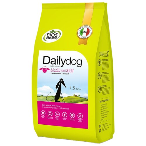 Сухой корм для щенков DailyDog ягненок, с рисом 1 уп. х 1 шт. х 1500 г фото, описание